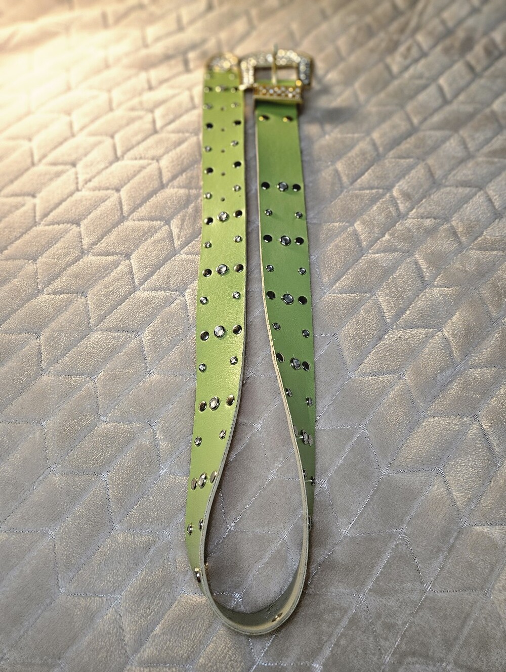 Rhinestone Western Buckle Green Women's Belt - Picture 4 of 5
